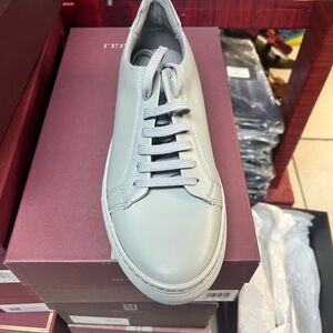 Bruno Magli Men's Daniel Fashion Sneakers Grey Leather Low Top Lace Up Size 9.5